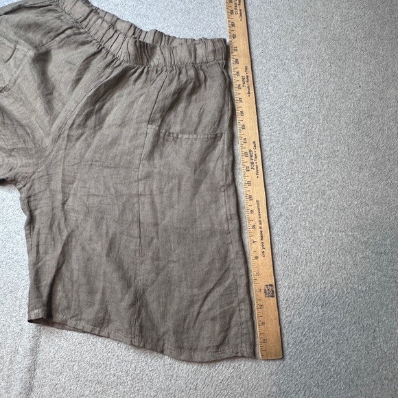 Beyond Capri Shorts Womens One Size 100% Linen Made in Italy Taupe Brown - Picture 9 of 10